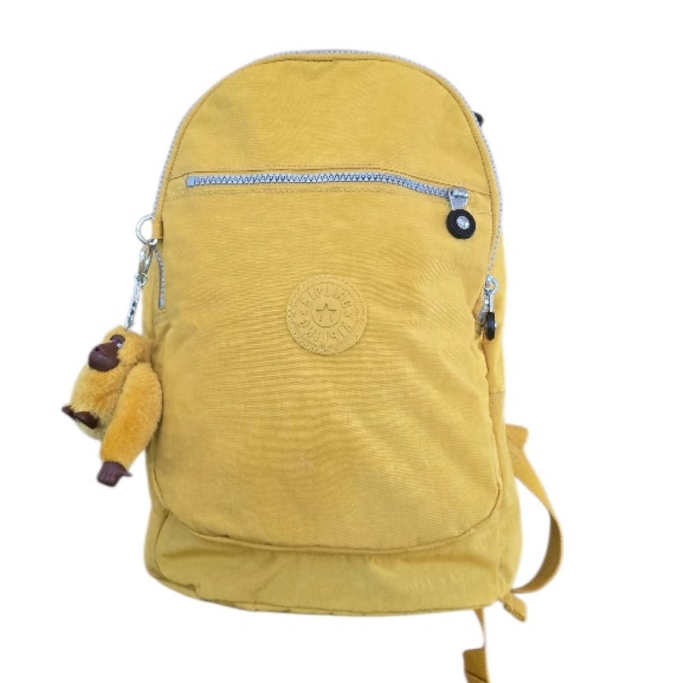 Kipling Mustard Yellow Nylon Backpack with Monkey Charm - Picture 2 of 15